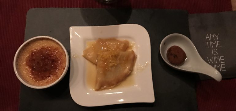 Petit Crêpe Suzette mit Crème brûlée und Trüffel