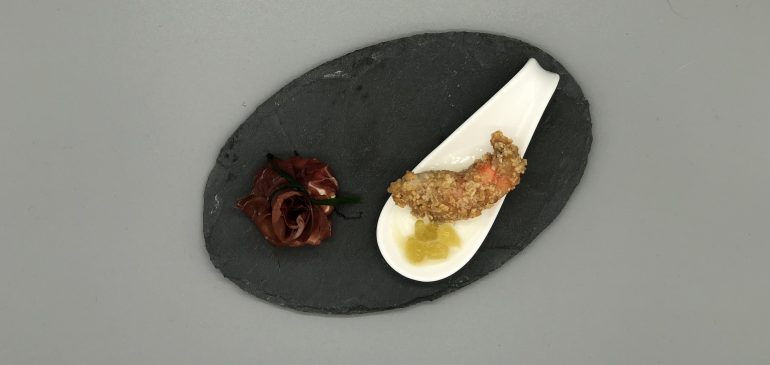 Bresaola Päckchen mit halben Shrimp